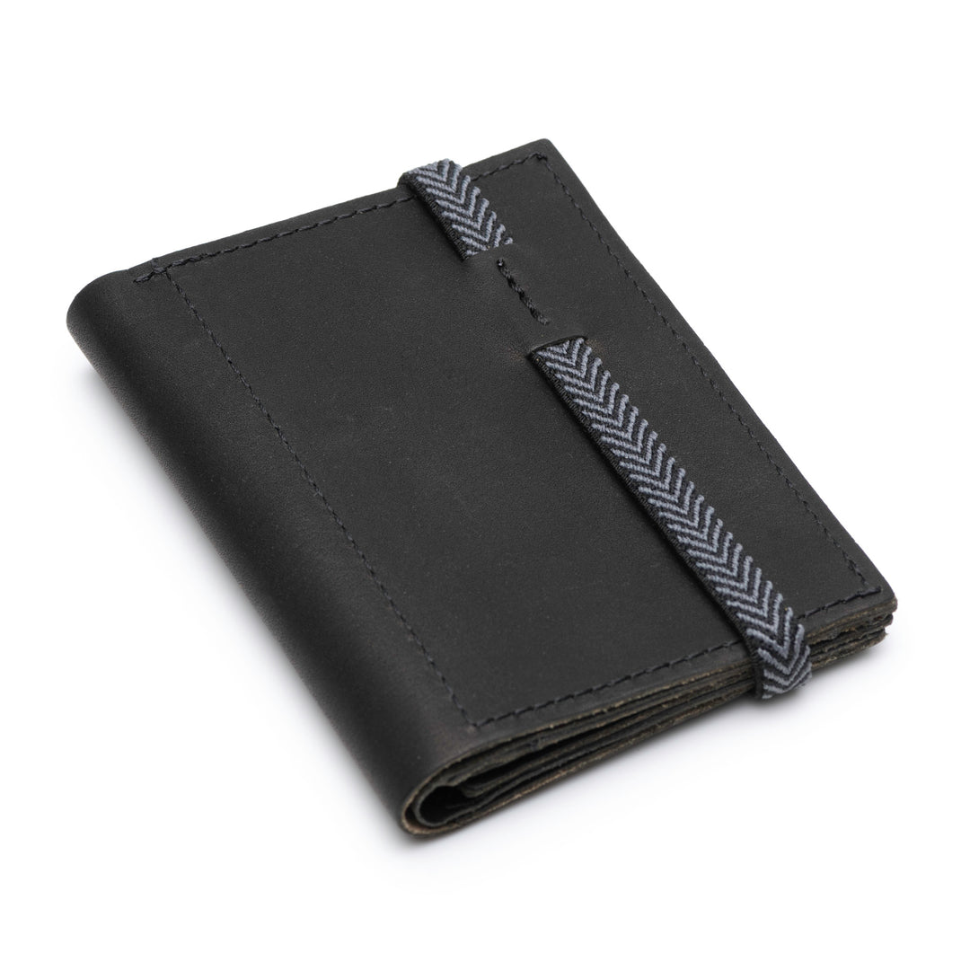 The Original | Black leather wallet | Striped elastic strap