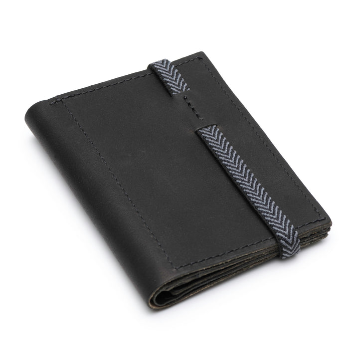 The Original | Black leather wallet | Striped elastic strap