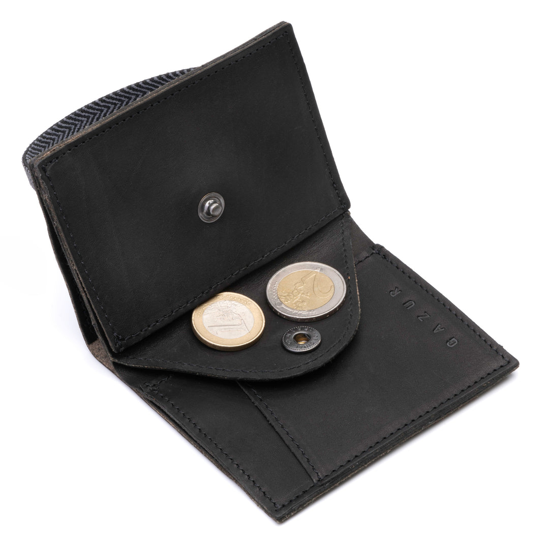The Original | Black leather wallet | Striped elastic strap