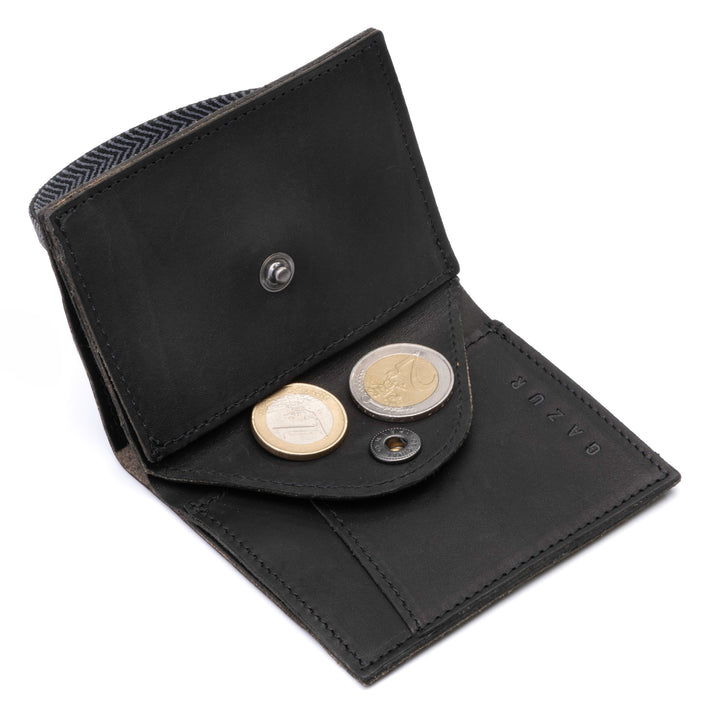 The Original | Black leather wallet | Striped elastic strap