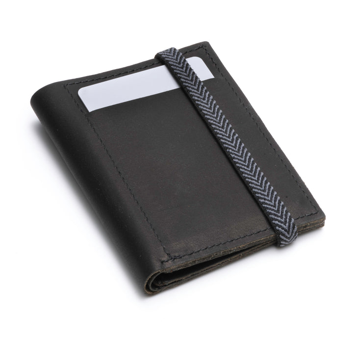 The Original | Black leather wallet | Striped elastic strap