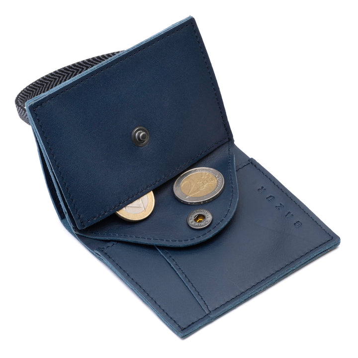 The Original | Blue leather wallet | Striped elastic strap