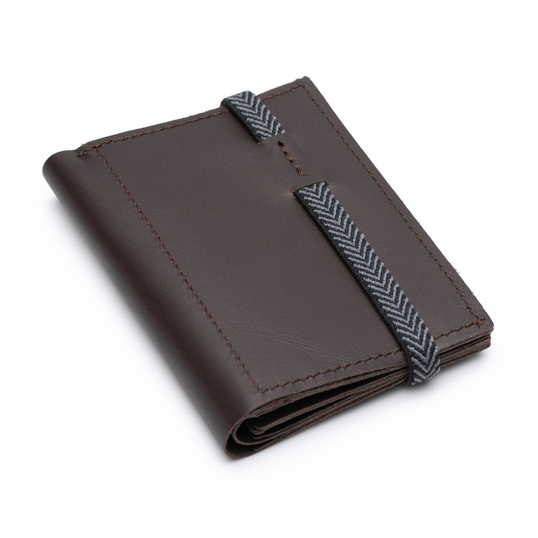 The Original | Brown leather wallet | Striped elastic strap