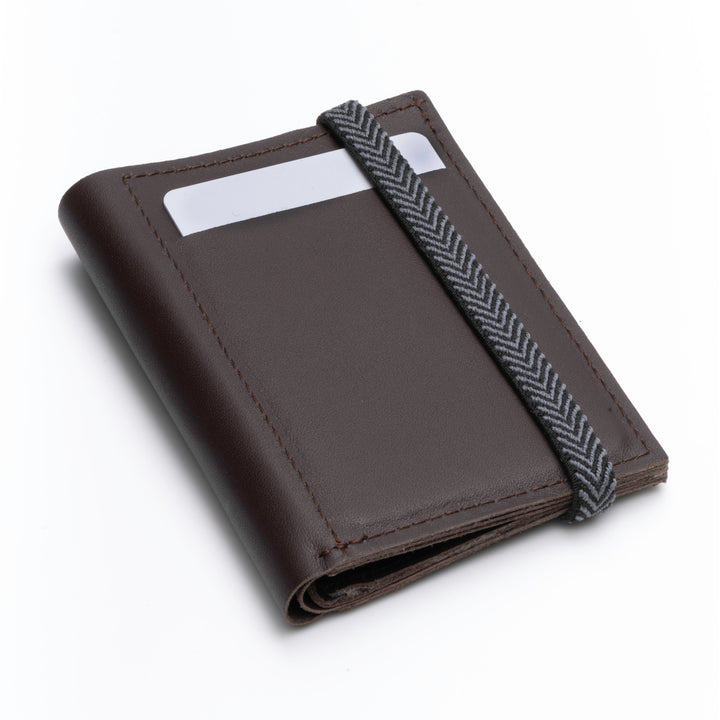 The Original | Brown leather wallet | Striped elastic strap