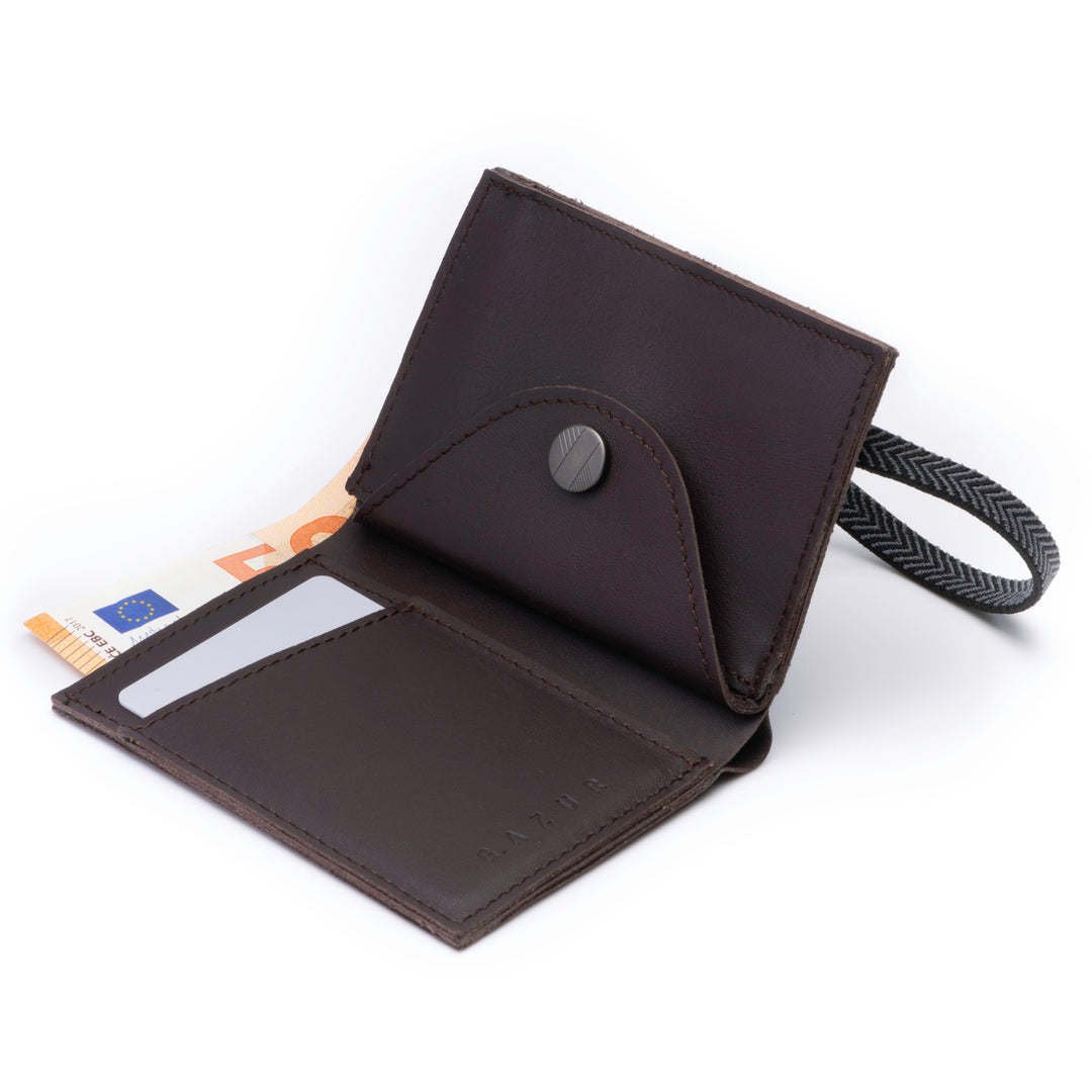 The Original | Brown leather wallet | Striped elastic strap