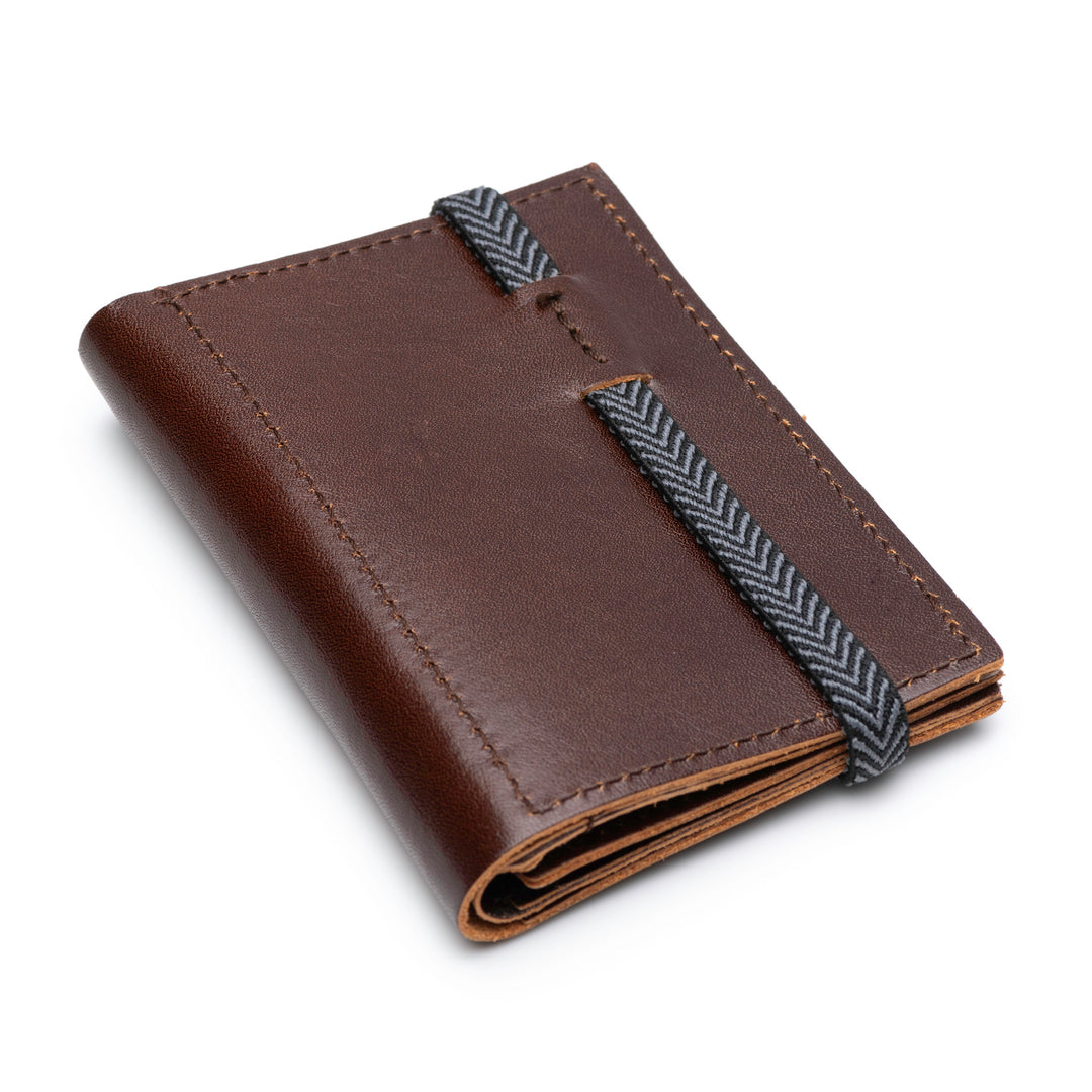 The Original | Wine color leather wallet | Striped elastic strap