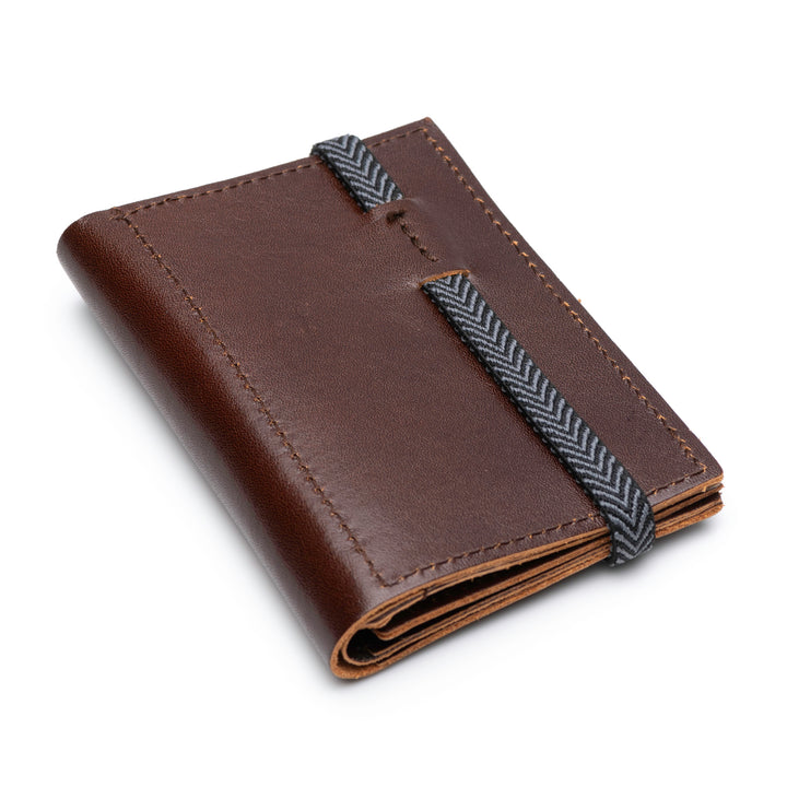 The Original | Wine color leather wallet | Striped elastic strap