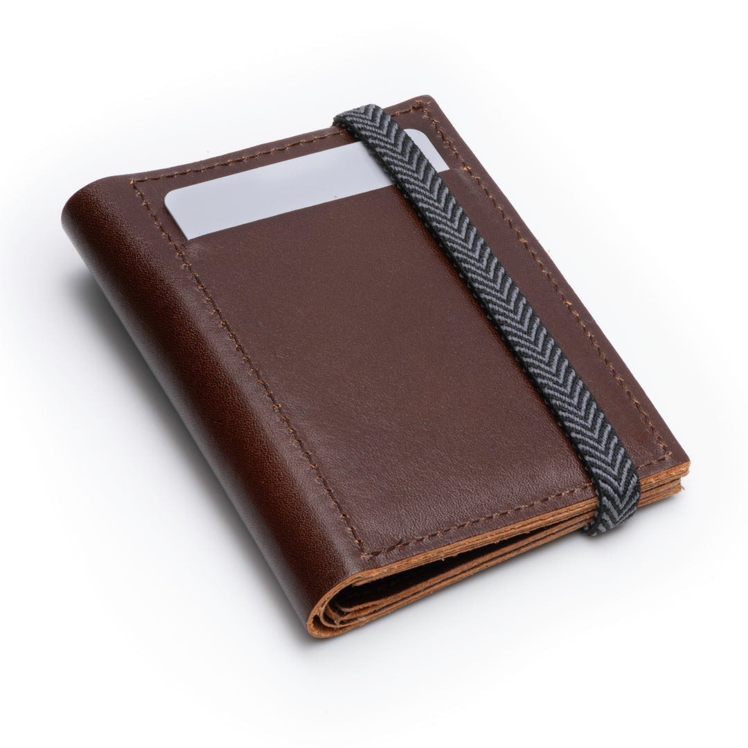 The Original | Wine color leather wallet | Striped elastic strap