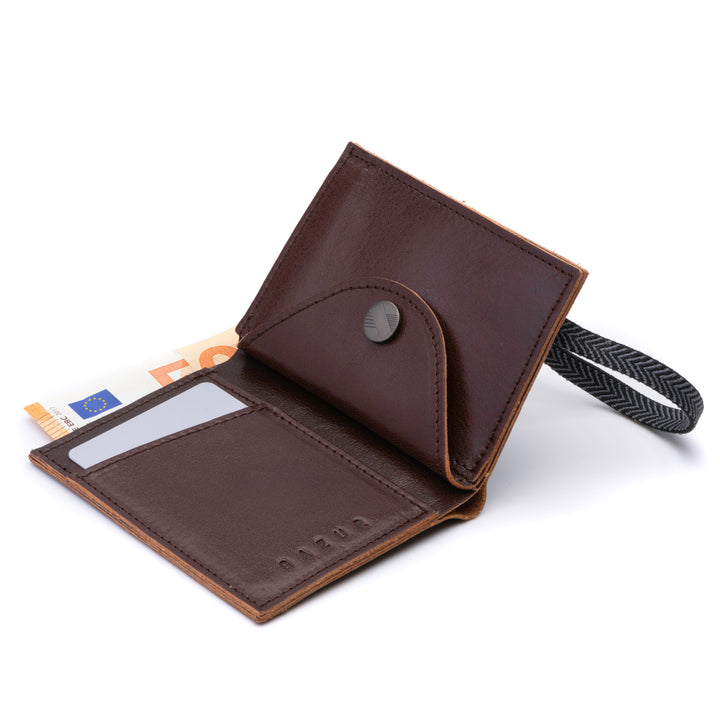 The Original | Wine color leather wallet | Striped elastic strap