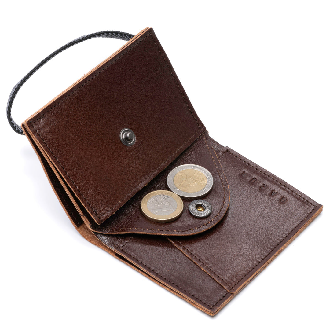 The Original | Wine color leather wallet | Striped elastic strap
