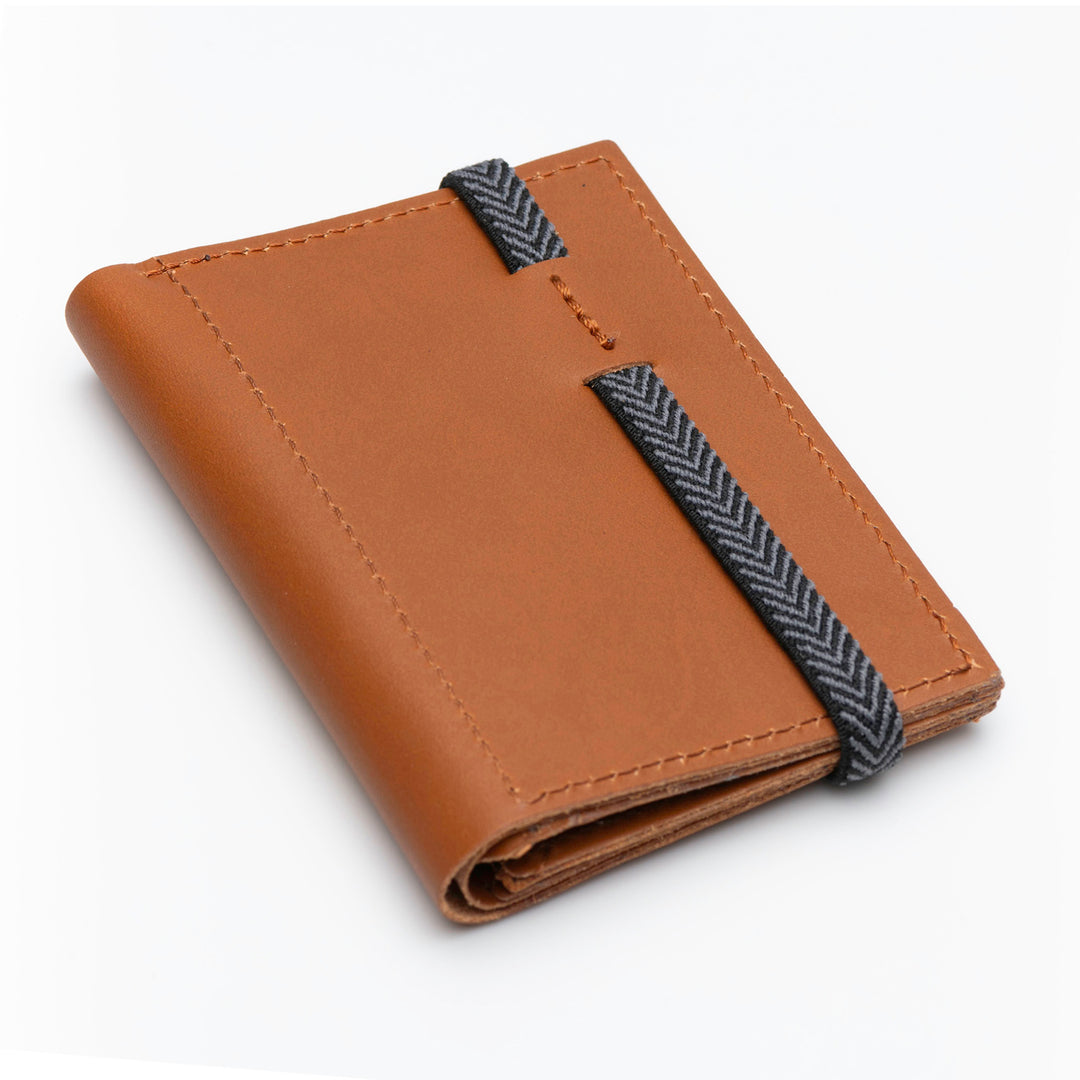 The Original | Camel leather wallet | Striped elastic strap