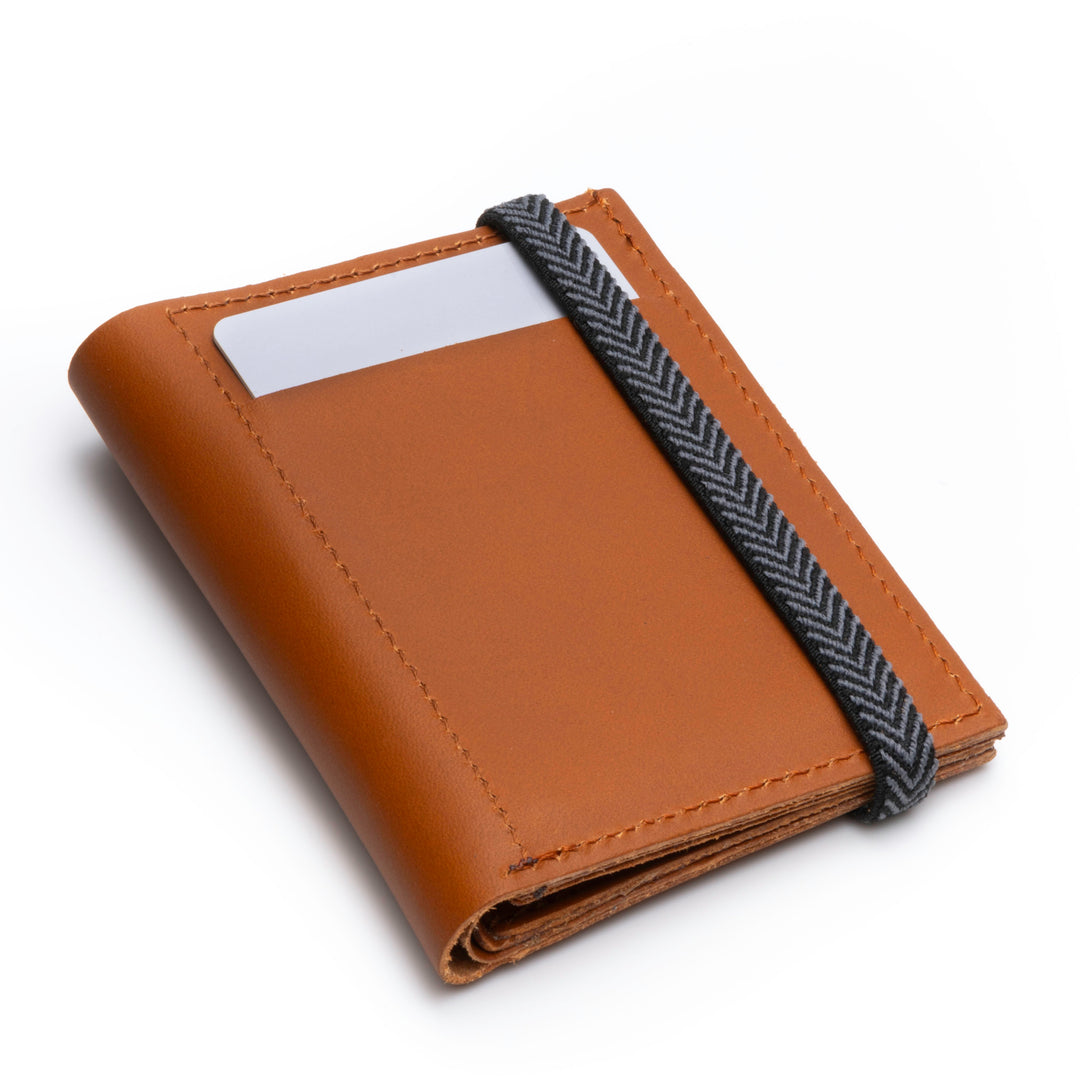 The Original | Camel leather wallet | Striped elastic strap