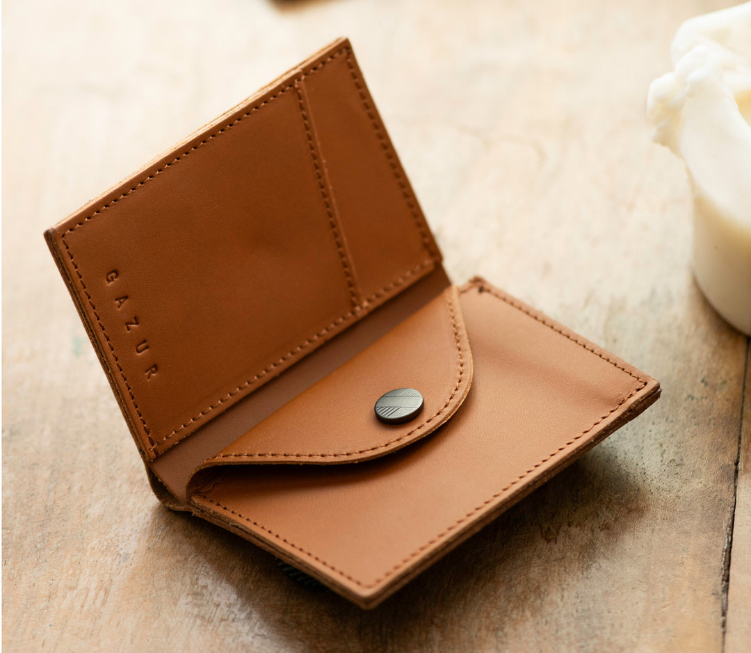 The Original | Camel leather wallet | Striped elastic strap