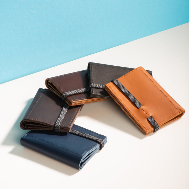 The Original | Wine color leather wallet | Striped elastic strap