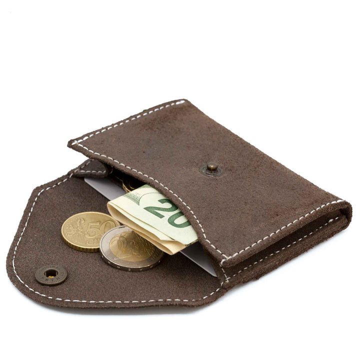Cards & Coins | Brushed brown leather card holder / wallet
