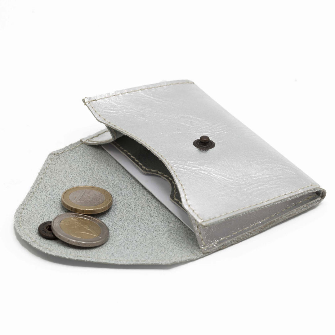 Cards & Coins | Silver leather card case