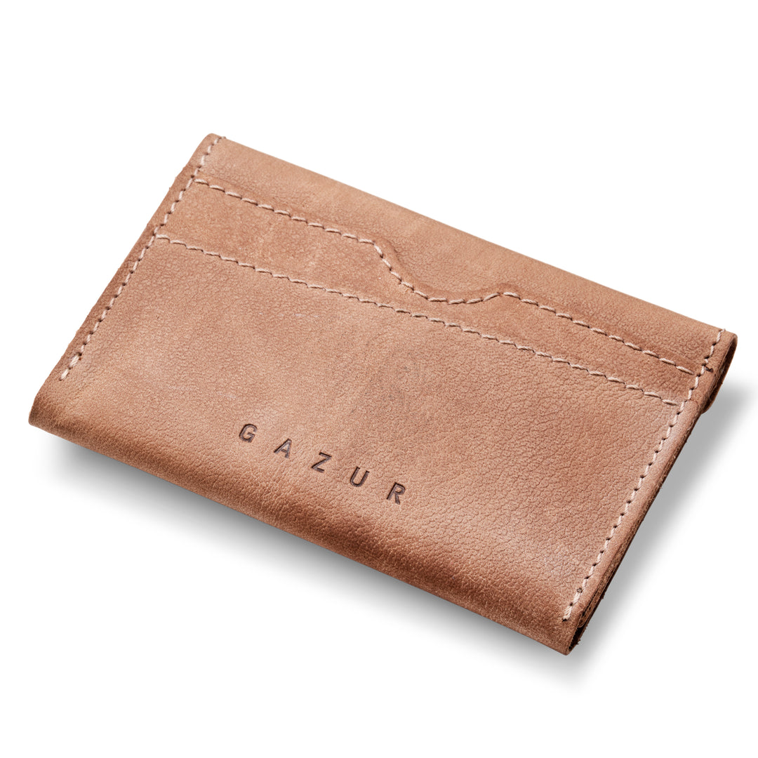 Cards & Coins | Brushed brown leather card holder / wallet