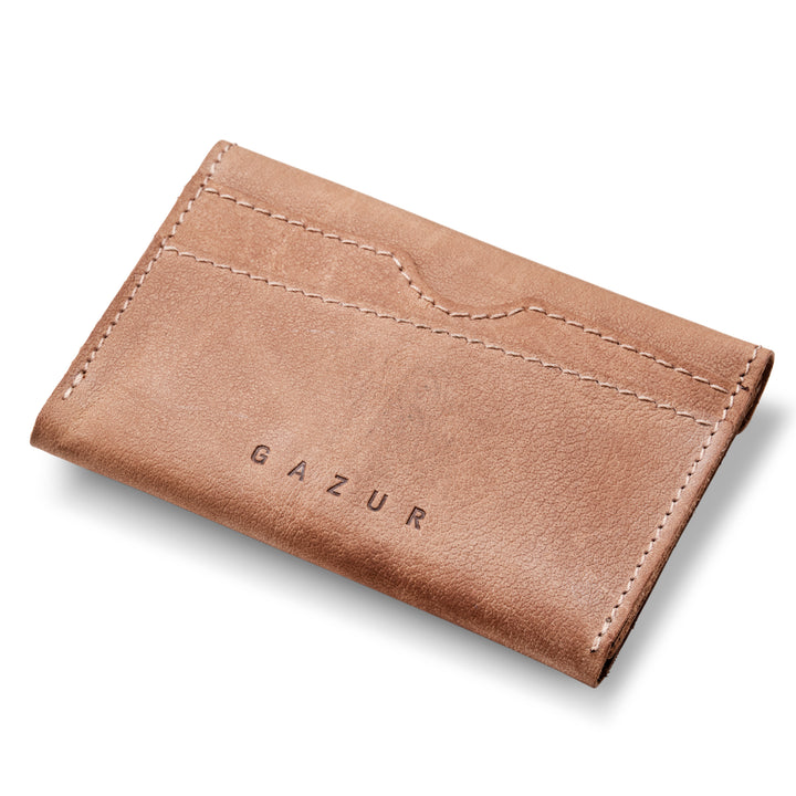 Cards & Coins | Brushed brown leather card holder / wallet