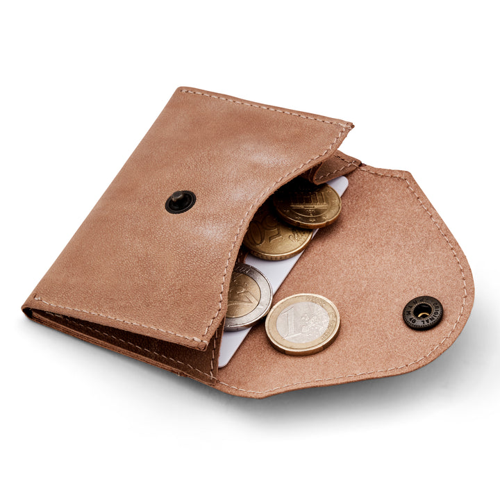 Cards & Coins | Brushed brown leather card holder / wallet