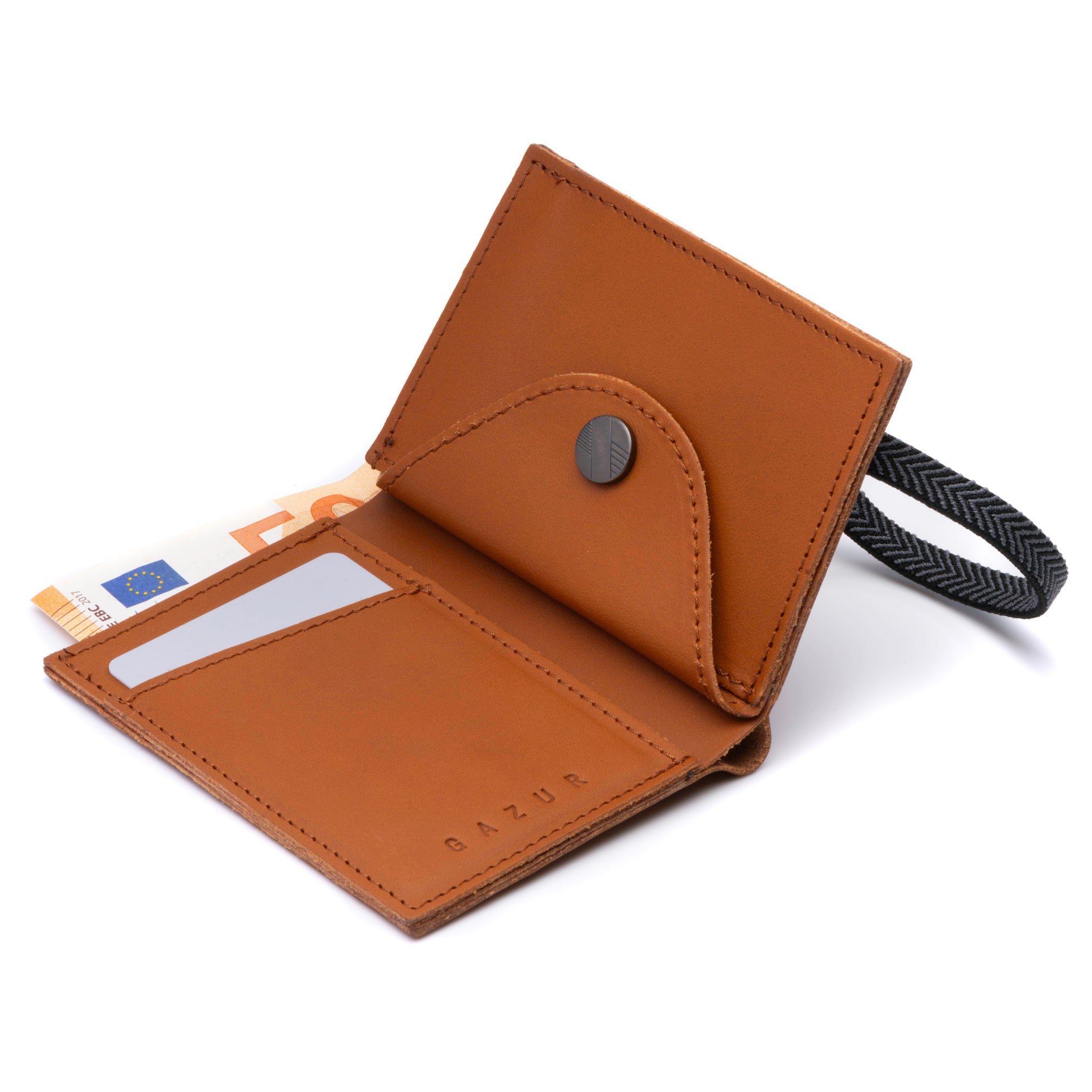 The Original | Camel leather wallet | Striped elastic strap