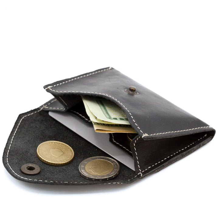 Cards & Coins | Smooth black leather card holder
