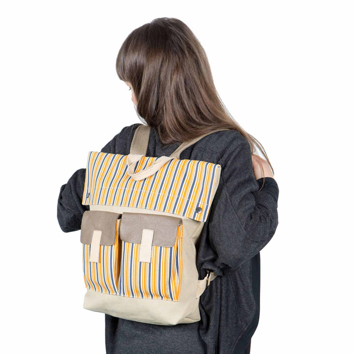 Striped |Canvas Laptop-Rucksack