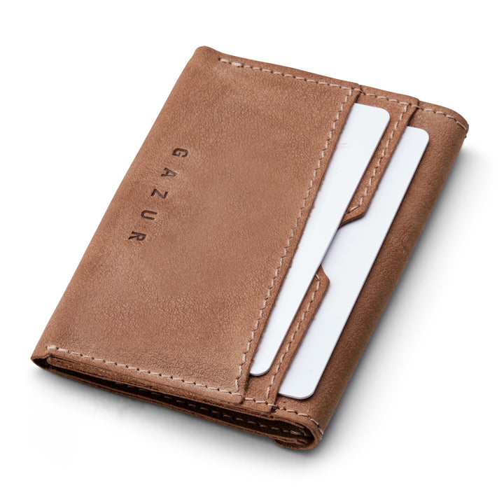 Cards & Coins | Brushed brown leather card holder / wallet