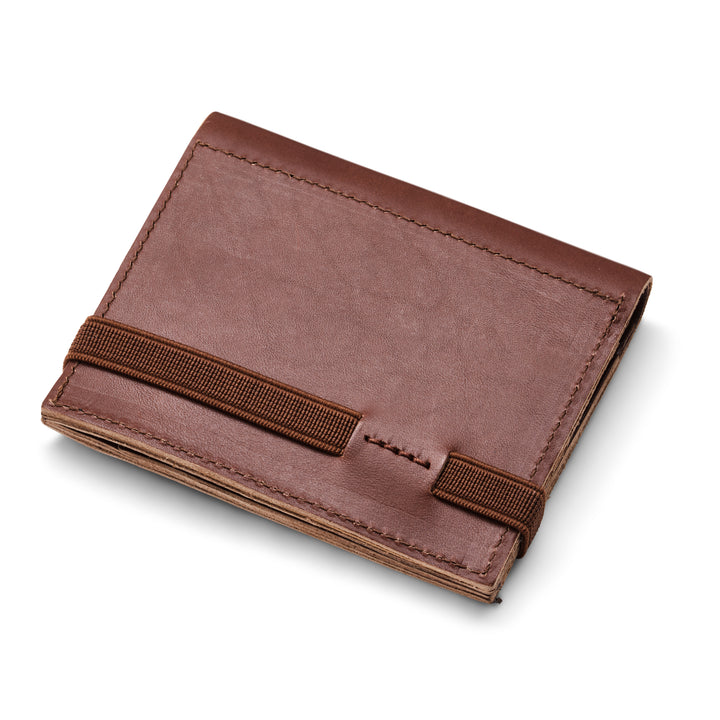 Zipper I Brown leather wallet I Brown rubber strap