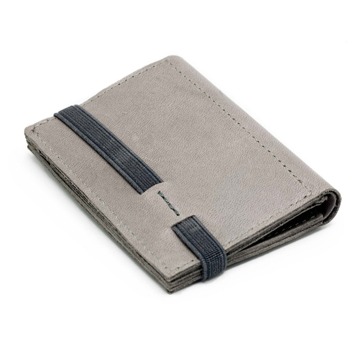 The Original | Stone gray leather wallet | gray rubber band